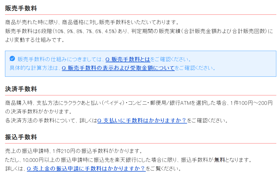 ラクマのコスト