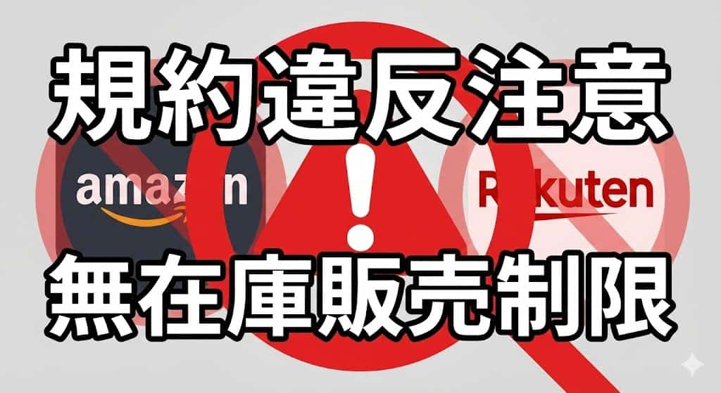 無在庫販売のAmazon・楽天・メルカリ 規約注意喚起イラスト