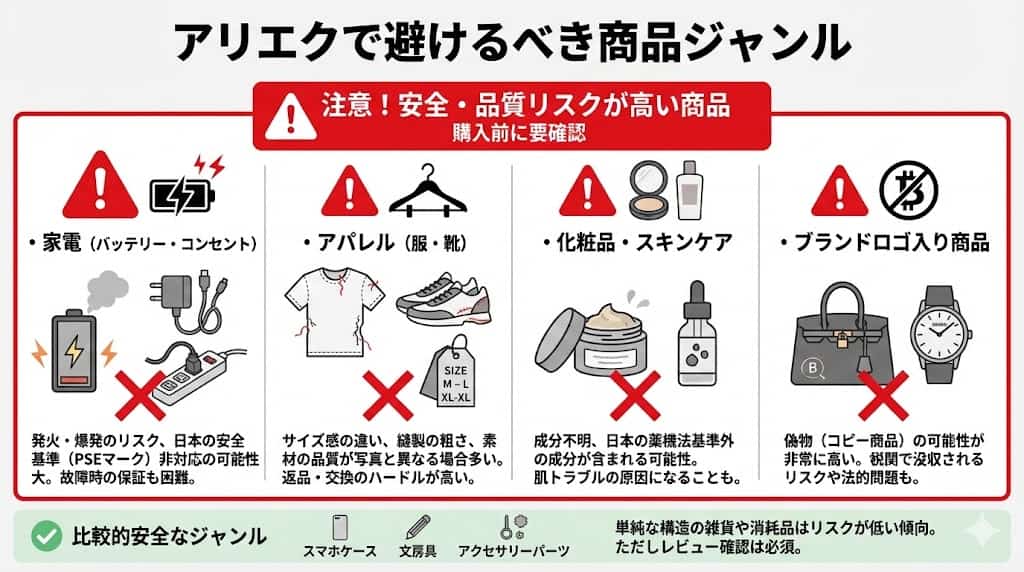 AliExpressで購入を避けるべき危険性の高い商品ジャンル