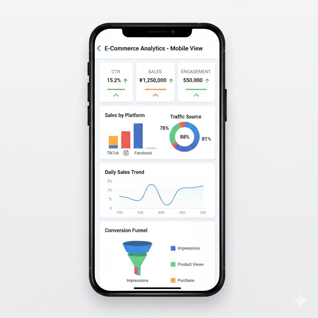 TikTok Shop 運用 KPI データ例