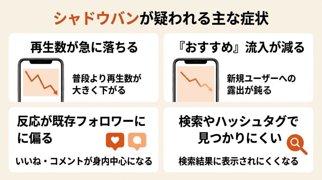 TikTokシャドウバンが疑われる主な症状