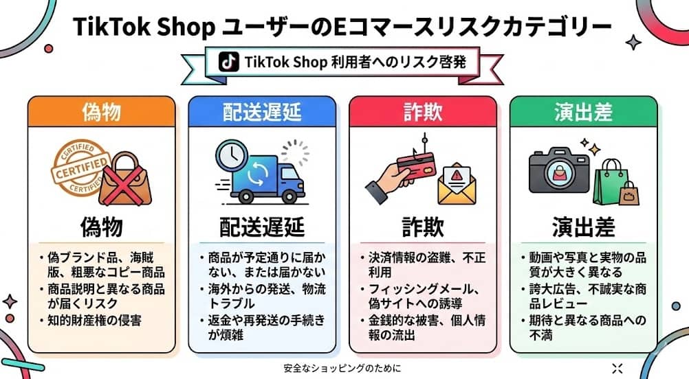 TikTok Shop 利用者向けリスクカテゴリのインフォグラフィック