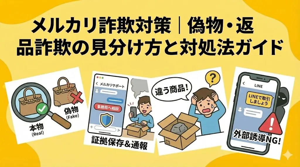 メルカリ詐欺対策｜偽物・返品詐欺の見分け方と対処法ガイド