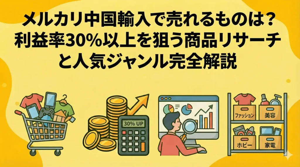 メルカリ中国輸入で売れるものは？利益率30%以上を狙う商品リサーチと人気ジャンル完全解説